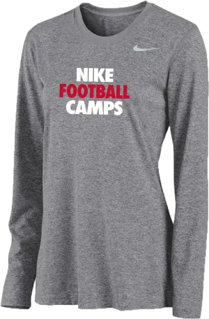 Womens Nike Football Camps Long Sleeve Dri-Fit Tee - Carbon Heather