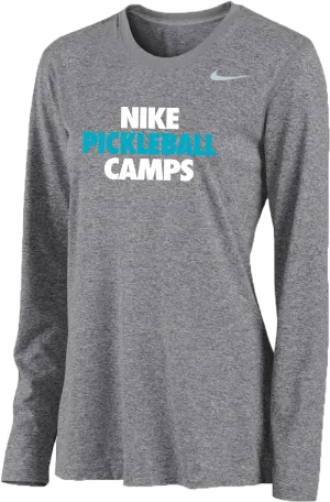 Womens Nike Pickleball Camps Long Sleeve Dri-Fit Tee - Carbon Heather