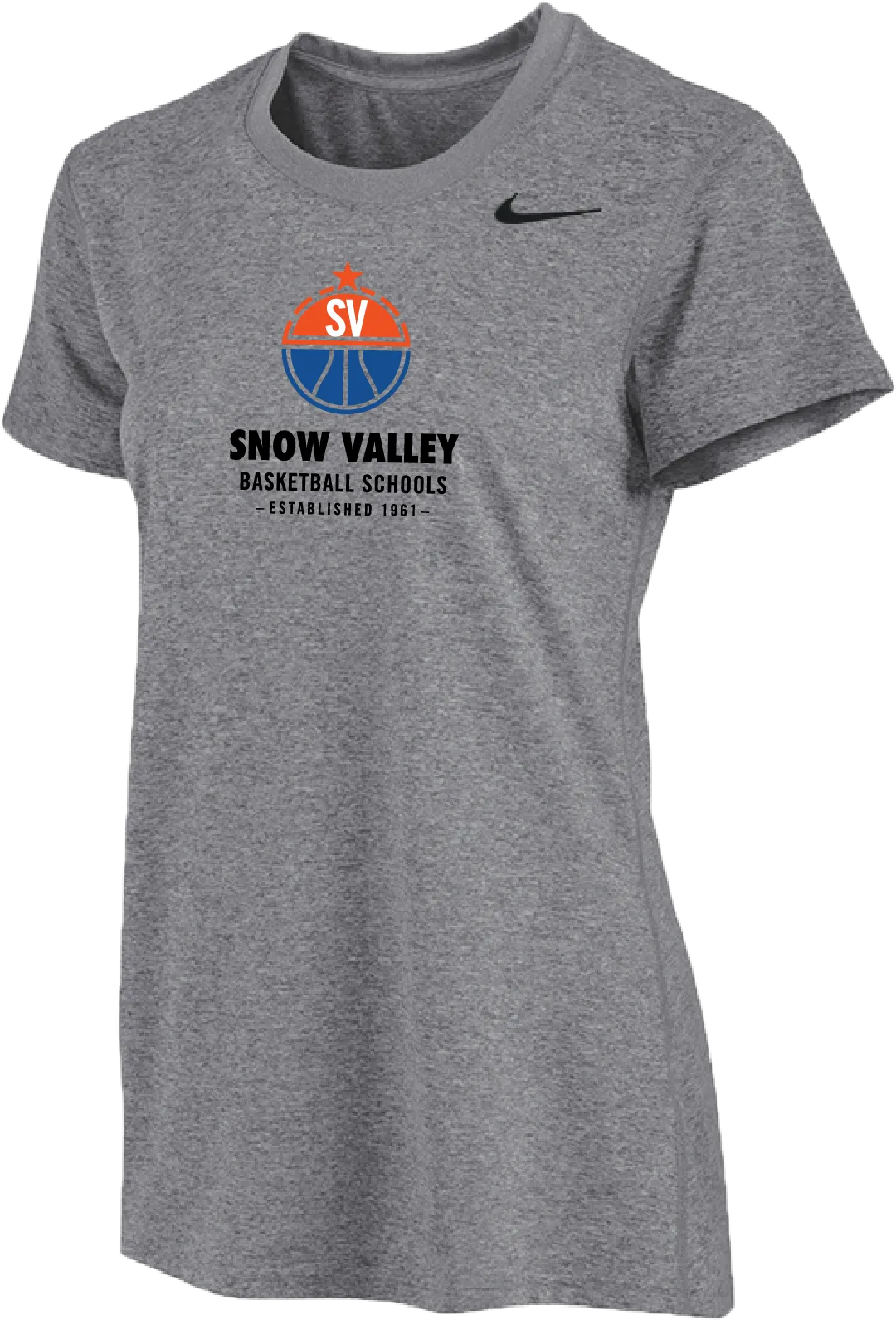 Womens Nike Snow Valley Basketball Camps Short Sleeve Dri-Fit Tee - Carbon Heather