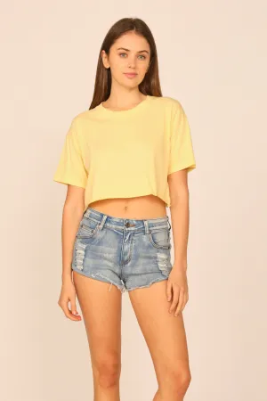 Yellow Haze Garment Dye Boxy Crop Tee